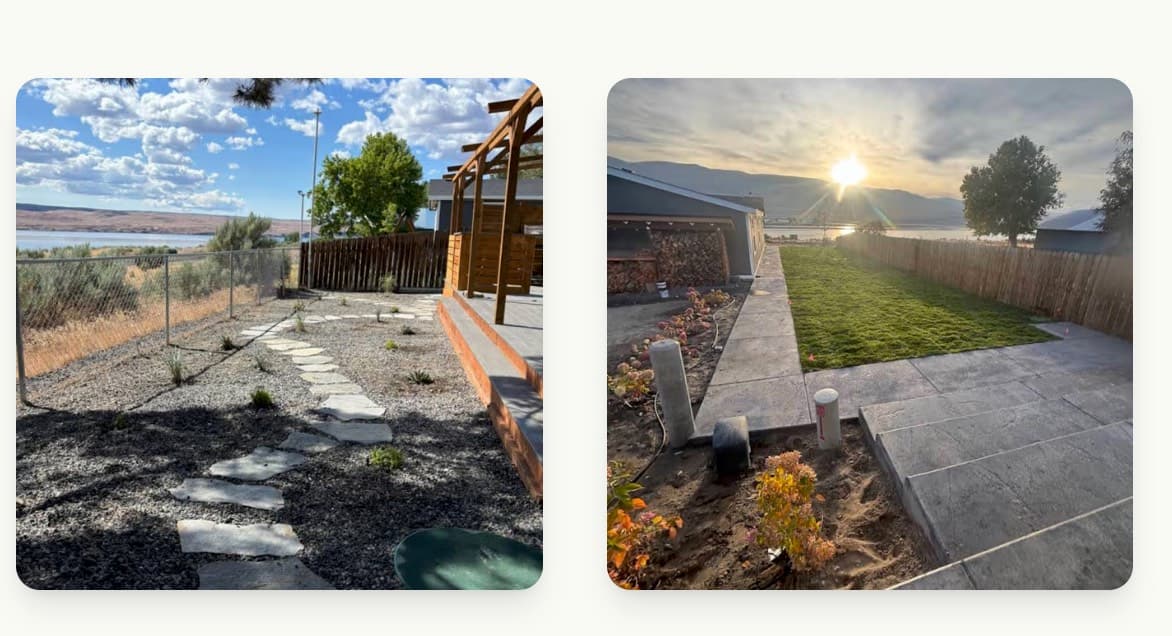 Xeriscape with pergola and flagstone path